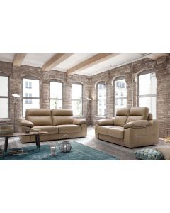 Abriana 3+2 Seater Crema Italian Leather Sofa Suite In Modern Style