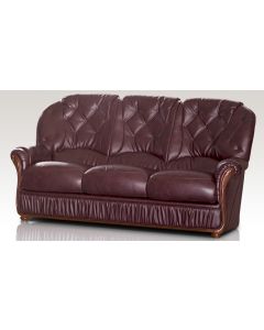 Alabama Handmade 3 Seater Sofa Settee Genuine Italian Burgundy Real Leather 