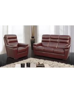 Amalfi Original 3 Seater + Armchair + Armchair Sofa Suite Italian Wine Real Leather 