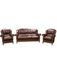 Ancona Handmade 3+1+1 Seater Sofa Suite Italian Tabak Brown Real Leather  