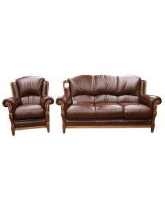 Ancona Handmade 3+1 Seater Sofa Suite Italian Tabak Brown Real Leather  