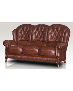 Arizona Handmade 3 Seater Sofa Genuine Italian Tabak Brown Real Leather 