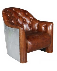 Aviator Handmade Chesterfield Armchair Vintage Brown Real Leather 