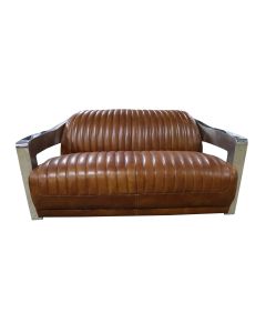 Aviator Handmade Vintage Retro 2 Seater Sofa Distressed Tan Real Leather 