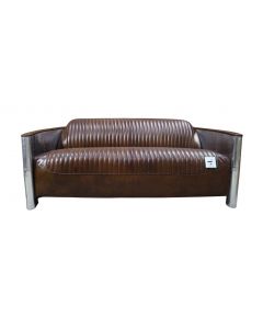 Aviator Pilot Vintage 3 Seater Sofa Brown Distressed Real Leather