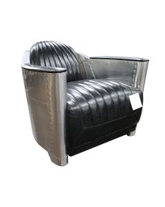 Aviator Vintage Rocket Tub Chair Distressed Black Leather 