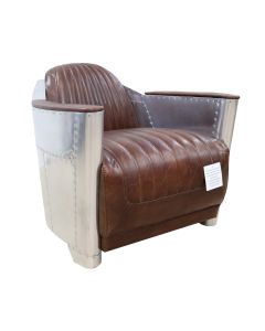 Aviator Vintage Rocket Tub Chair Distressed Brown Leather 