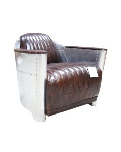 Aviator Vintage Rocket Tub Chair Distressed Tobacco Brown Leather 