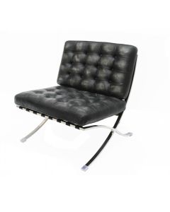 Barcelona Handmade Vintage Chair Distressed Black Real Leather 