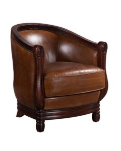 Barnham Custom Made Vintage Chair Distressed Brown Real Leather 