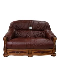 Belgium Handmade 2 Seater Sofa Settee Storage Drawer Genuine Italian Burgandy Real Leather 