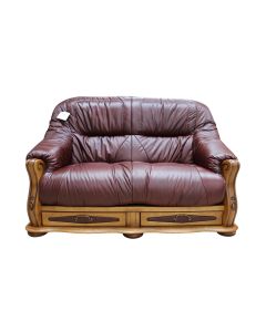 Belgium Handmade 2 Seater Sofa Settee Storage Drawer Genuine Italian Burgandy Real Leather 