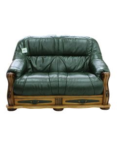 Belgium Handmade 2 Seater Sofa Storage Drawer Genuine Italian Green Real Leather 