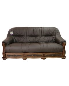 Belgium Handmade 3 Seater Sofa Settee Storage Drawer Genuine Italian Chocolate Brown Real Leather 