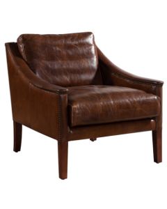 Belvedere Custom Made Chair Vintage Brown Distressed Real Leather 