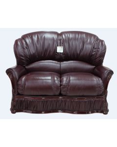 Bologna Handmade 2 Seater Sofa Genuine Italian Buffalo Burgandy Real Leather 