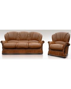Bologna Handmade 3 Seater + Armchair+ Armchair Seater Sofa Suite Genuine Italian Tan Real Leather 