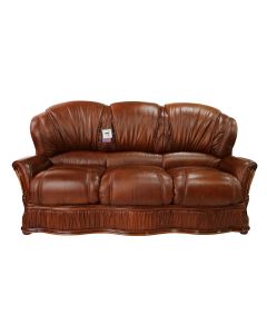 Bologna Handmade 3 Seater Sofa Genuine Italian Tabak Brown Real Leather 