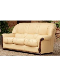 Bony Handmade 3 Seater Sofa Settee Italian Perla Cream Real Leather 