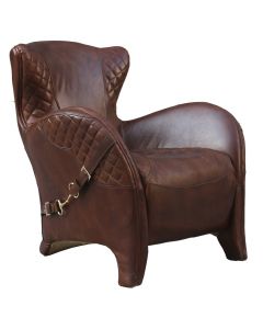 Bronco Saddle Armchair Vintage Distressed Brown Real Leather 
