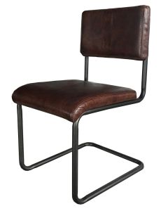 Byron Handmade Vintage Dining Chair Distressed Brown Real Leather 