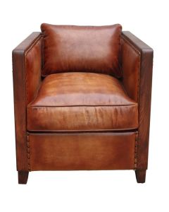 Chastleton Handmade Vintage Armchair Distressed Brown Real Leather 