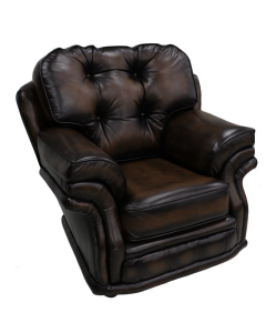 Chesterfield 1 Seater Armchair Antique Brown Leather In Knightsbr­idge Style