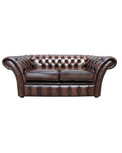 Chesterfield 2 Seater Antique Brown Leather Sofa Settee Bespoke In Balmoral Style 