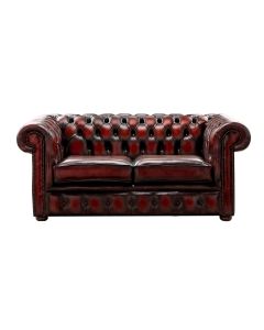Chesterfield 2 Seater Antique Oxblood Leather Sofa Settee Bespoke In Classic Style