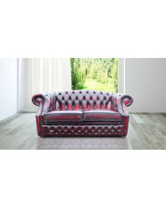 Chesterfield 2 Seater Antique Oxblood Red Leather Sofa Bespoke In Buckingham Style