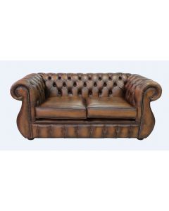 Chesterfield 2 Seater Antique Tan Leather Sofa Bespoke In Kimberley Style