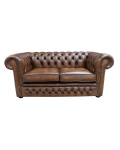 Chesterfield 2 Seater Antique Tan Leather Winchester Sofa In Classic Style