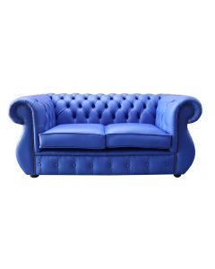 Chesterfield 2 Seater Deep Ultramarine Blue Leather Sofa Bespoke In Kimberley Style