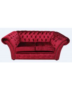 Chesterfield 2 Seater Modena Pillarbox Red Velvet Fabric Sofa Settee In Balmoral Style 