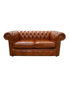 Chesterfield 2 Seater Newcastle Spice Tan Leather Sofa Bespoke In Classic Style