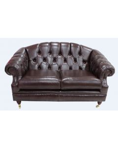 Chesterfield 2 Seater Old English Dark Brown Leather Sofa Settee Bespoke In Victoria Style