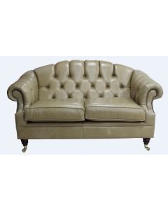 Chesterfield 2 Seater Old English Dark Sand Leather Sofa Settee Bespoke In Victoria Style