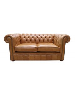 Chesterfield 2 Seater Old English Tan Leather Sofa Bespoke In Classic Style