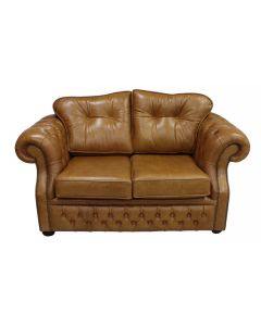 Chesterfield 2 Seater Old English Tan Leather Sofa Bespoke In Era Style
