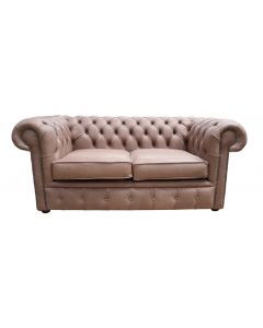 Chesterfield 2 Seater Selvaggio Beaver Brown Leather Sofa Settee In Classic Style