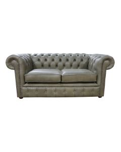Chesterfield 2 Seater Selvaggio Sage Green Leather Sofa Settee In Classic Style  