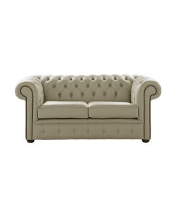 Chesterfield 2 Seater Shelly Ash Leather Sofa Settee Bespoke In Classic Style