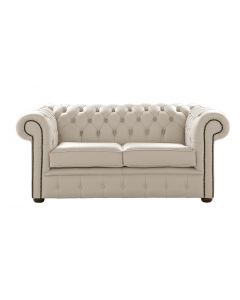Chesterfield 2 Seater Shelly Beige Leather Sofa Settee Bespoke In Classic Style