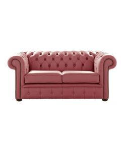 Chesterfield 2 Seater Shelly Brick Red Leather Sofa Settee Bespoke In Classic Style