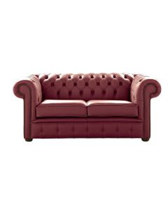 Chesterfield 2 Seater Shelly Burgandy Leather Sofa Settee Bespoke In Classic Style