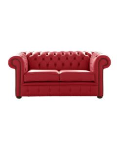 Chesterfield 2 Seater Shelly Cherry Leather Sofa Settee Bespoke In Classic Style
