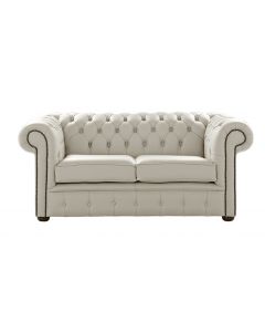 Chesterfield 2 Seater Shelly Cottonseed Leather Sofa Settee Bespoke In Classic Style