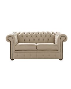Chesterfield 2 Seater Shelly Pebble Leather Sofa Settee Bespoke In Classic Style