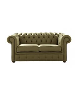 Chesterfield 2 Seater Shelly Sage Leather Sofa Settee Bespoke In Classic Style