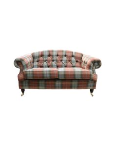 Chesterfield 2 Seater Sofa Plaid Chestnut Check Tweed Wool In Victoria Style